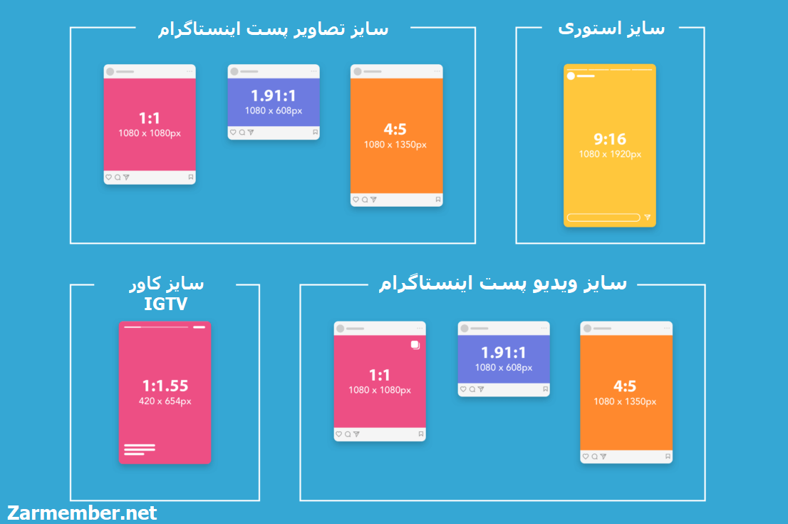 سایز مناسب تصاویر پست ها در اینستاگرام