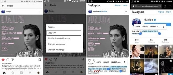 کپی کردن توضیحات اینستاگرام