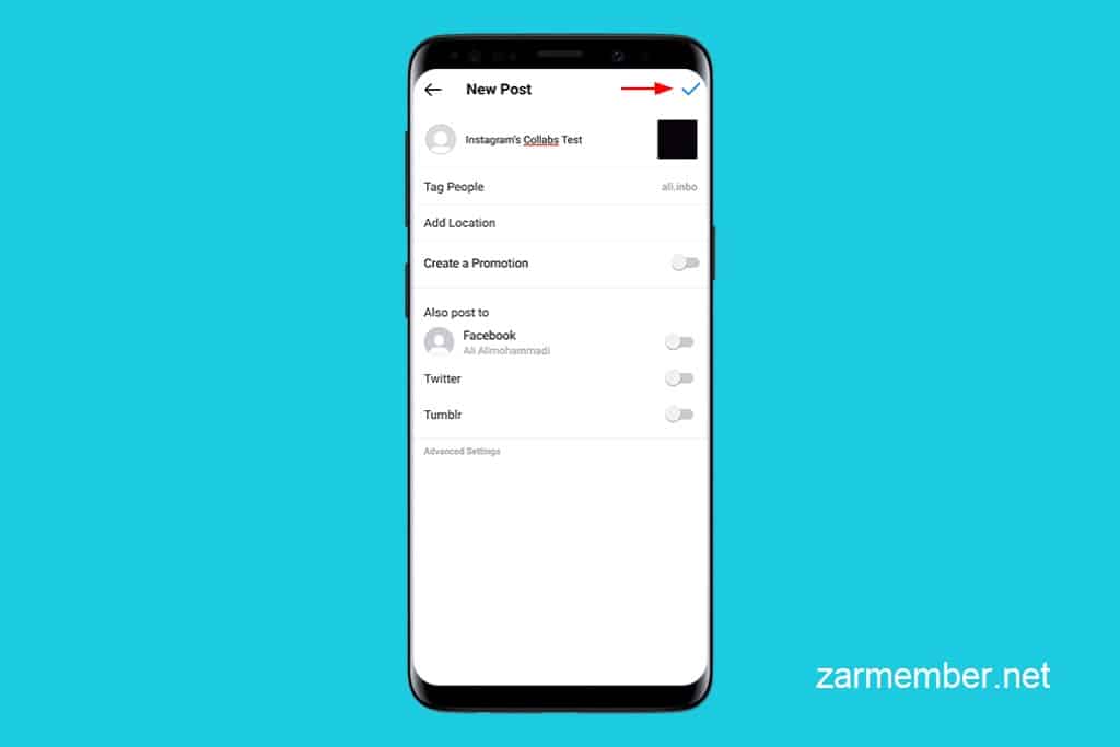 گذاشتن پست مشترک در اینستاگرام - زر ممبر