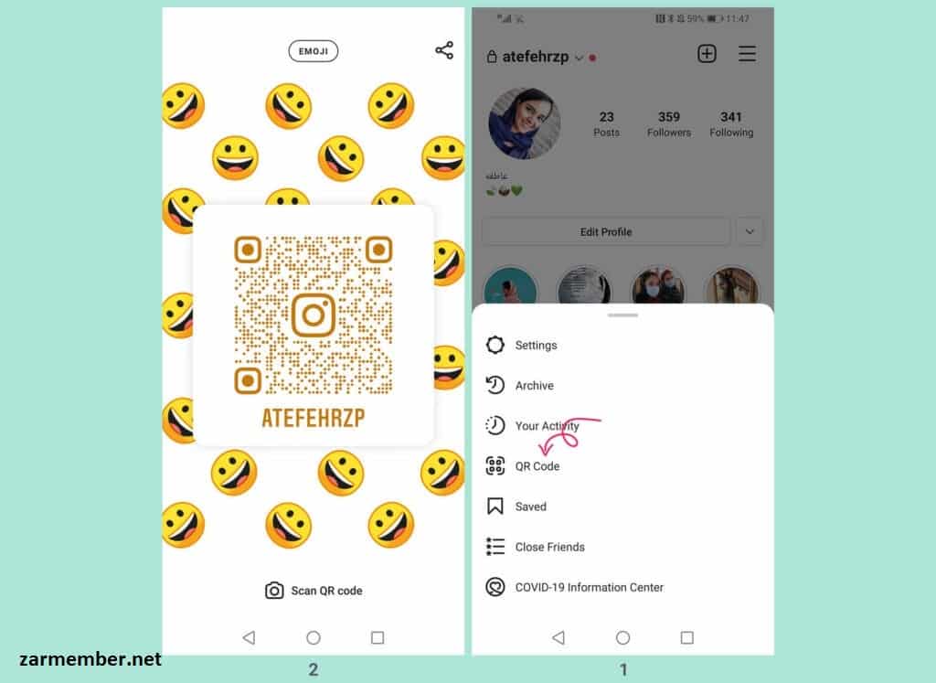 پیدا کردن افراد در اینستاگرام با qr code