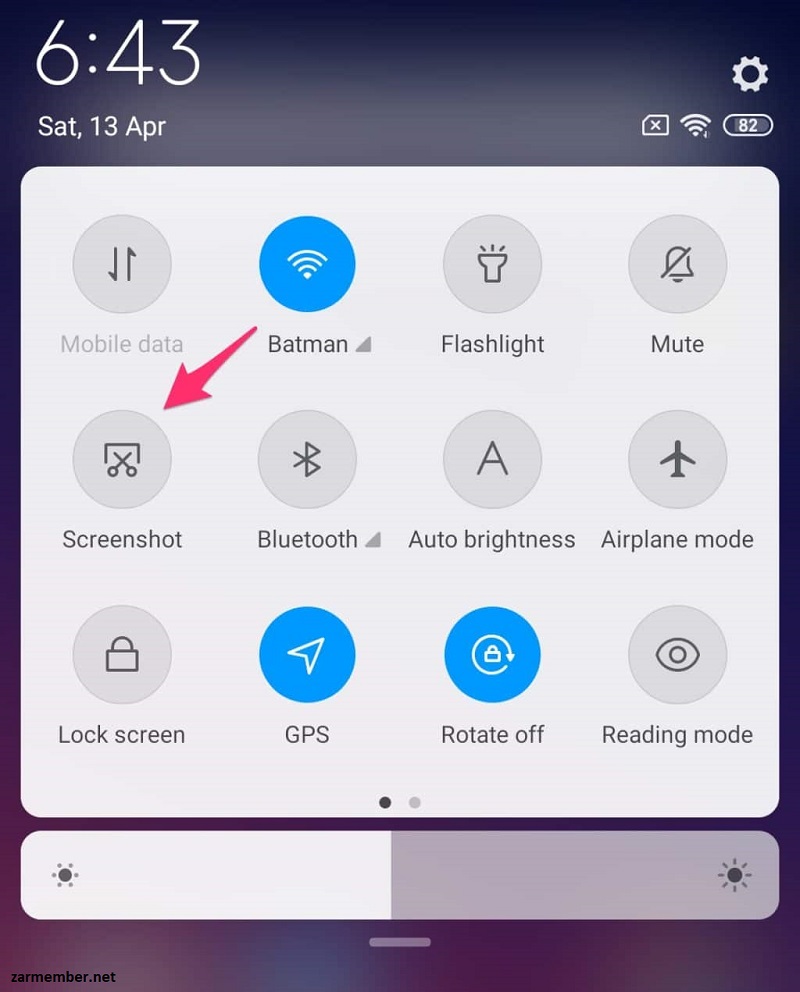 Screenshot گرفتن با نوار اعلان