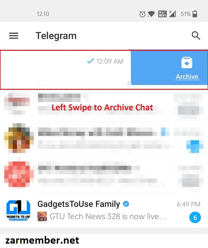 ارشیو کردن چت در تلگرام