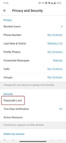 قفل کردن telegram با اثرانگشت مرحله 3