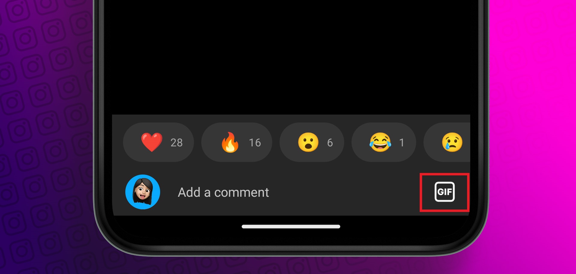 آموزش استفاده از gif در بخش نظرات اینستاگرام