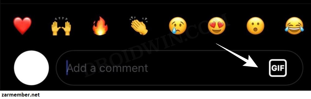 ارسال گیف در کامنت های instagram