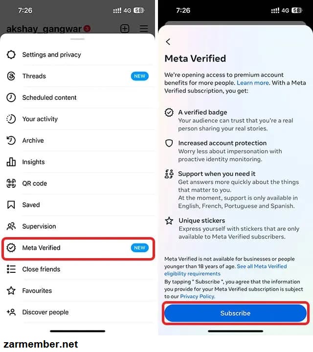دریافت تیک ابی تردز با استفاده از Meta Verified