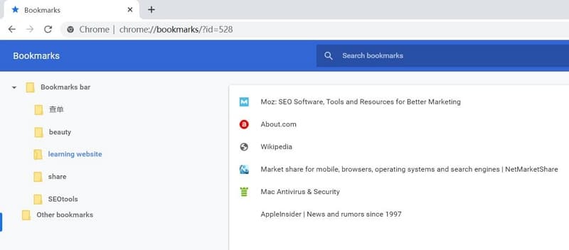 bookmark manager chrome