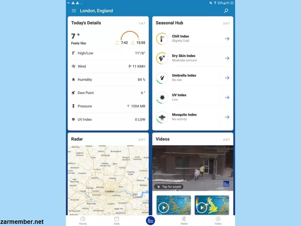 برنامه پیش بینی آب و هوا The Weather Channel