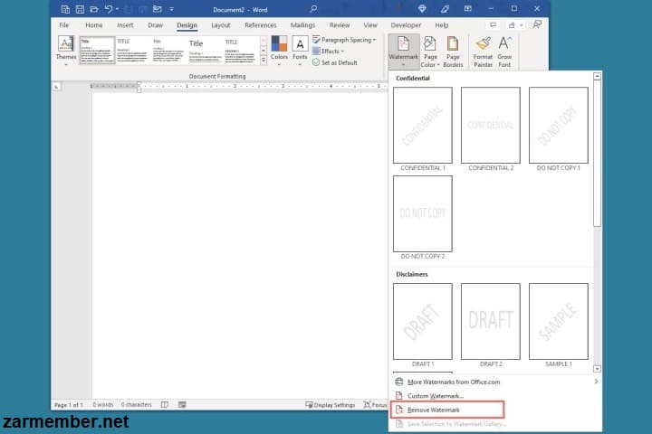 آموزش حذف watermark از فایل اسناد ورد