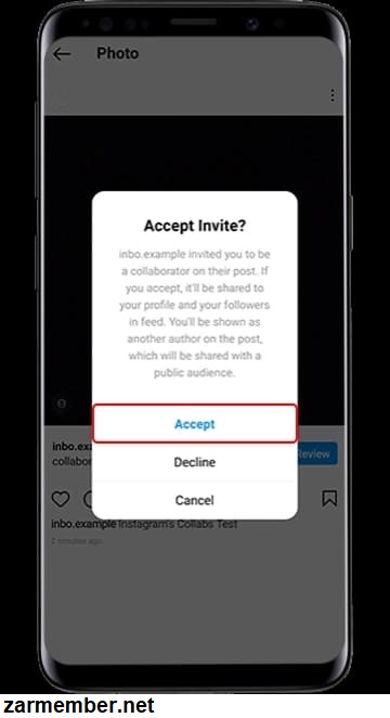 قبول کردن درخواست collabs اینستاگرام