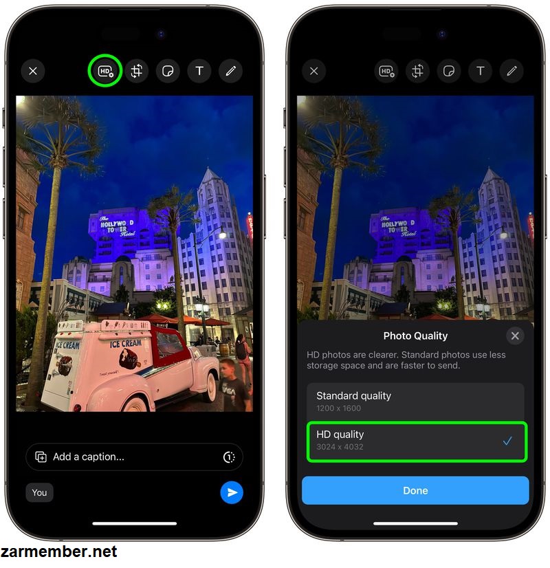 ارسال عکس باکیفیت hd در واتساپ