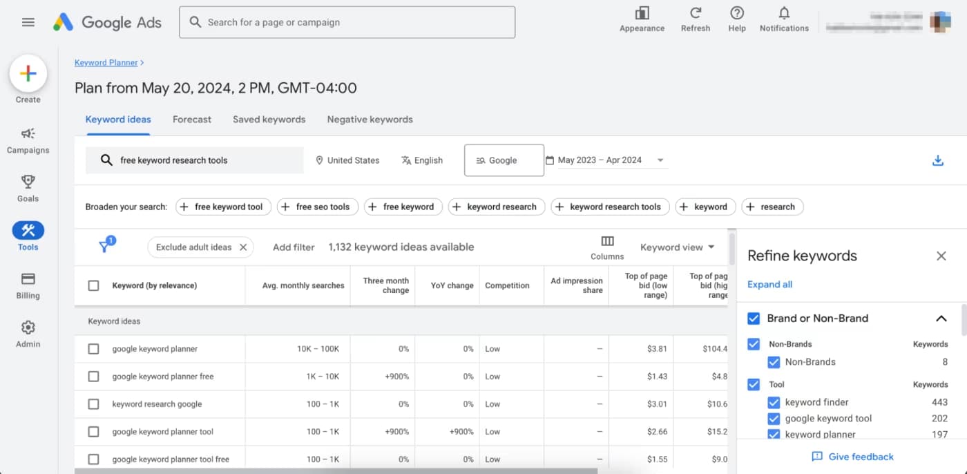 Google Keyword Planner