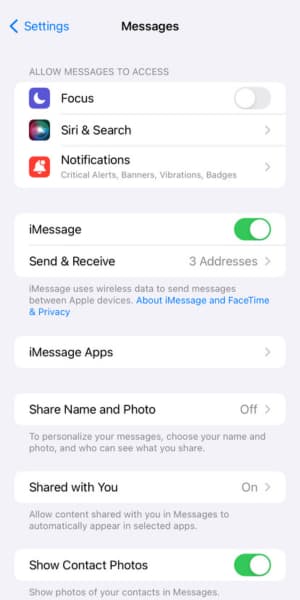راه اندازی دوباره imessage