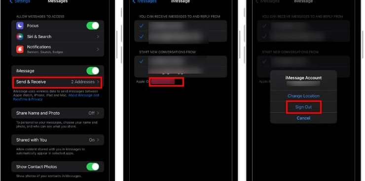 خروج از اپل آیدی و بازگشت به آن برای حل مشکل آیمسیج