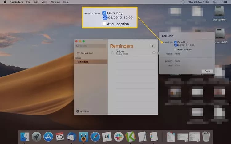 گذاشتن زنگ هشدار در مک با استفاده از برنامه reminders