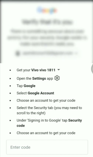 استفاده از security کد برای وارد شدن به اکانت جیمیل