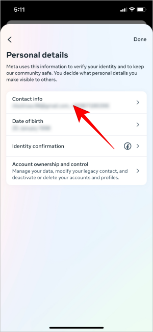 بخش contact info اینستاگرام