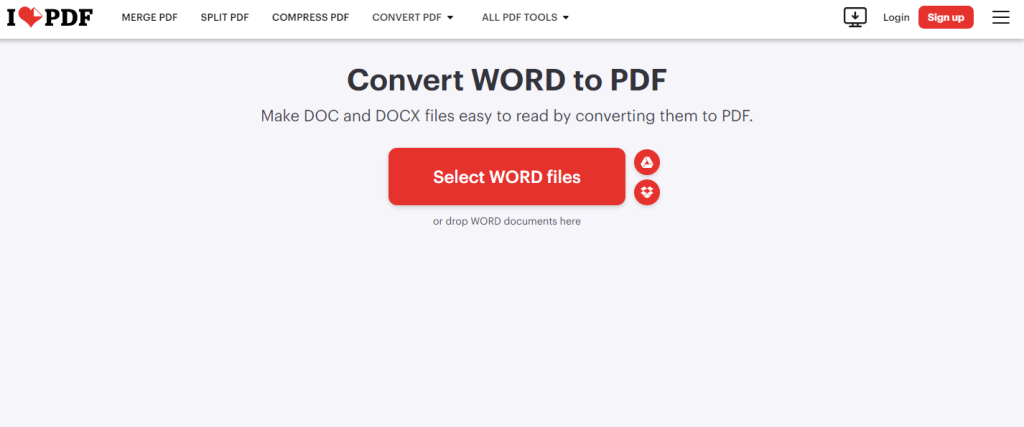 وبسایت ilovepdf برای تبدیل ورد به pdf به صورت آنلاین