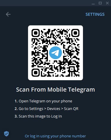 ورود به تلگرام با qr کد