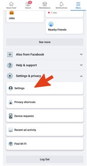 settings فیسبوک