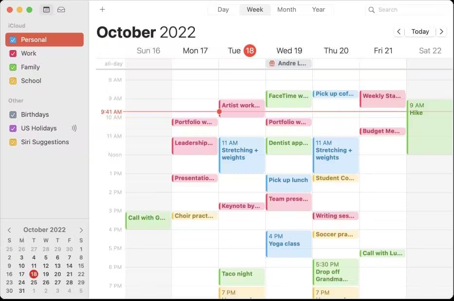 تقویم iCloud Calendar