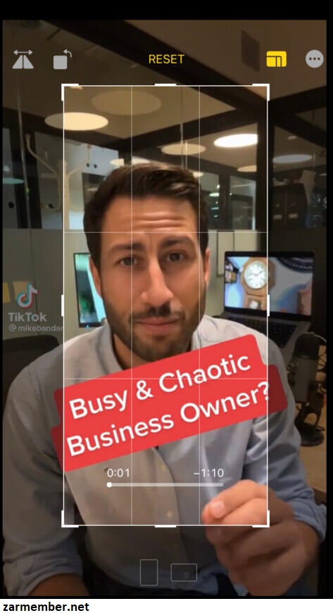 زوم کردن برای پنهان شدن واترمارک tiktok