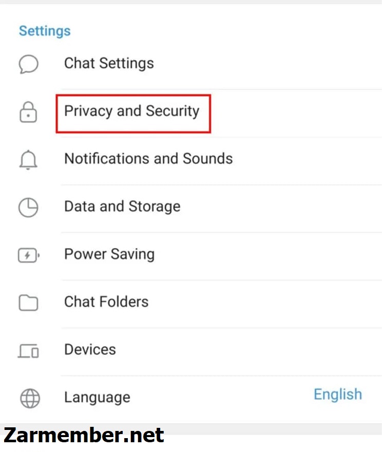 تنظیمات privacy and security برای پنهان کردن read time در تلگرام