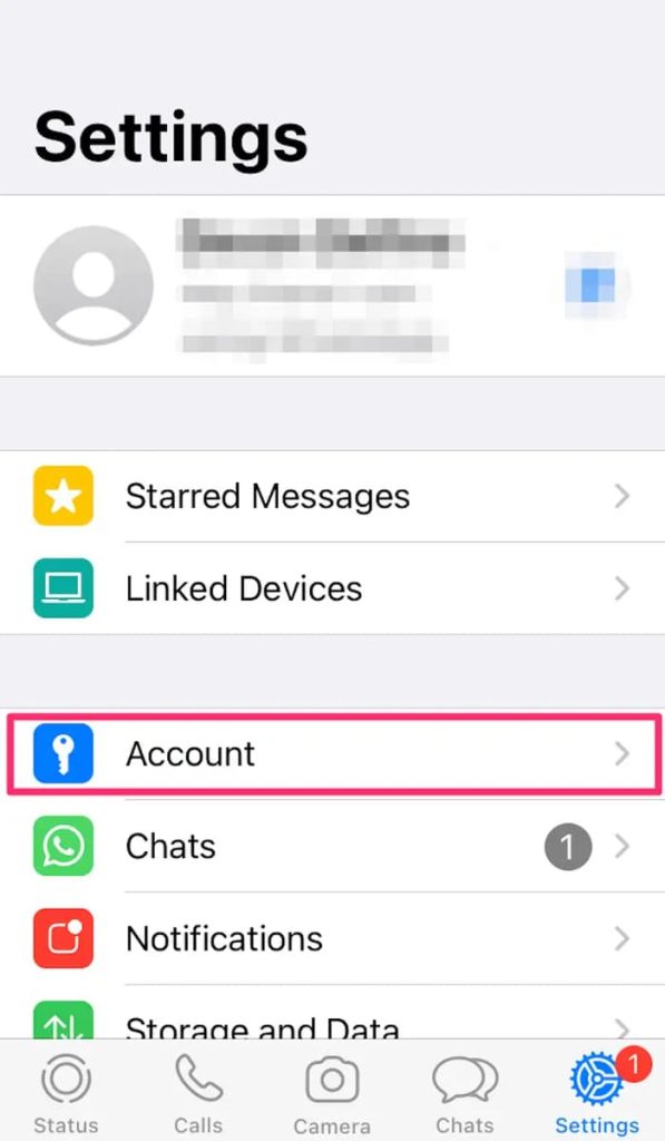 تنظیمات اکانت واتساپ