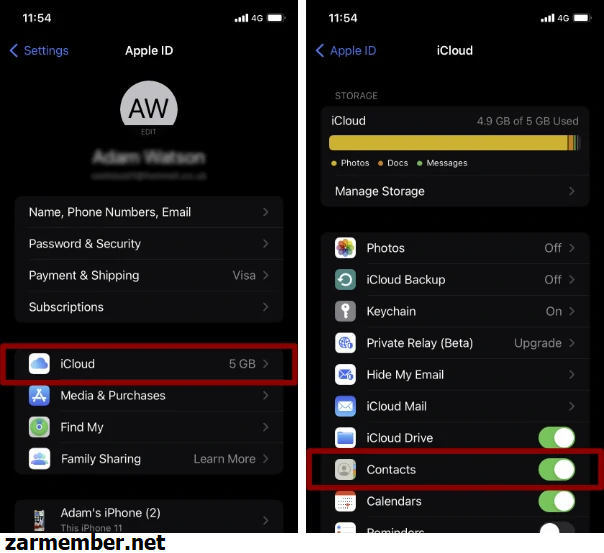 منتقل کردن مخاطبین با استفاده از icloud به اندروید