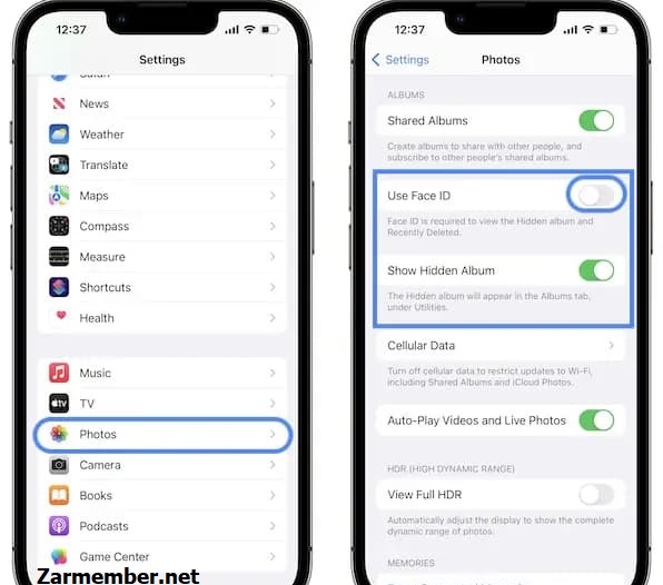 Hide کردن عکس ها در آیفون بدون نیاز به face id
