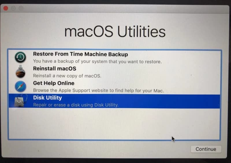 بخش disk utility مک