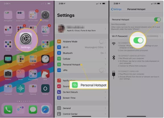 روشن کردن hotspot آیفون