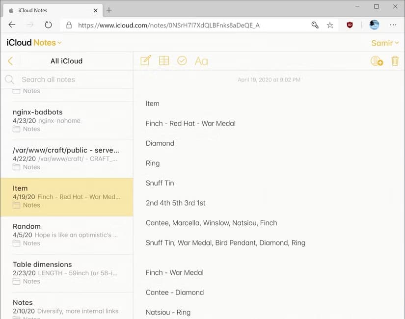مشاهده یادداشت های apple notes در آیکلود