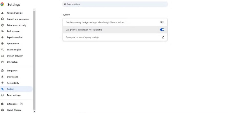 فعال کردن Hardware Acceleration