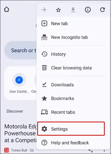باز کردن تنظیمات گوگل کروم در موبایل
