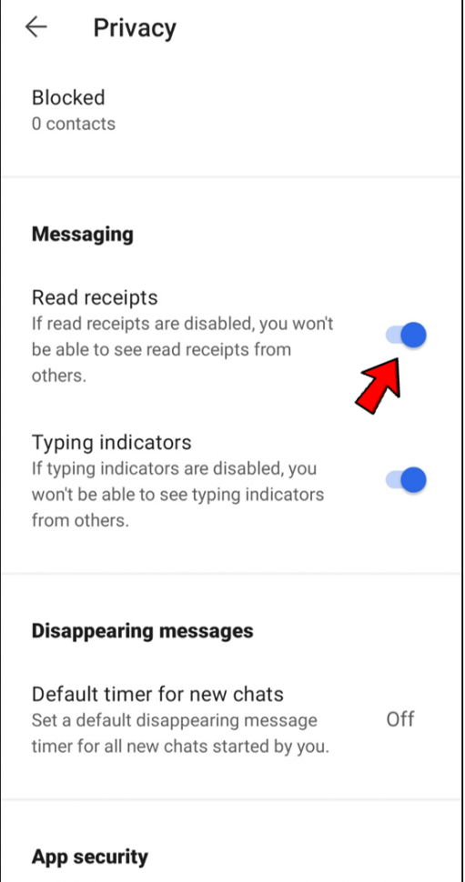 غیرفعال کردن Read receipts