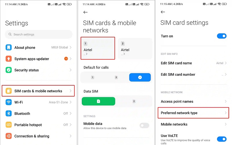 غیرفعال کردن اینترنت 5G در اندروید