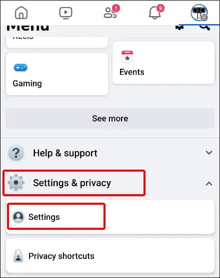 تنظیمات فیسبوک