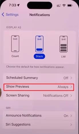 غیرفعال کردن نمایش اعلان های متنی در lock screen آیفون