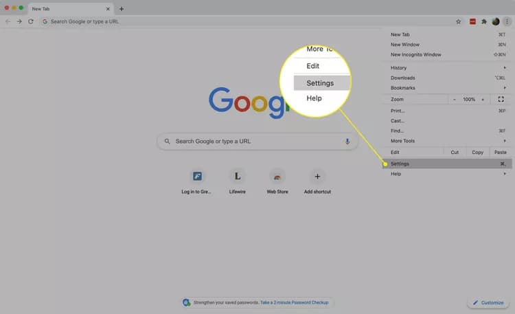تنظیمات برنامه گوگل کروم