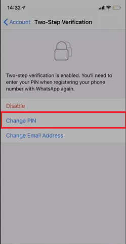 تغییر pin در واتساپ