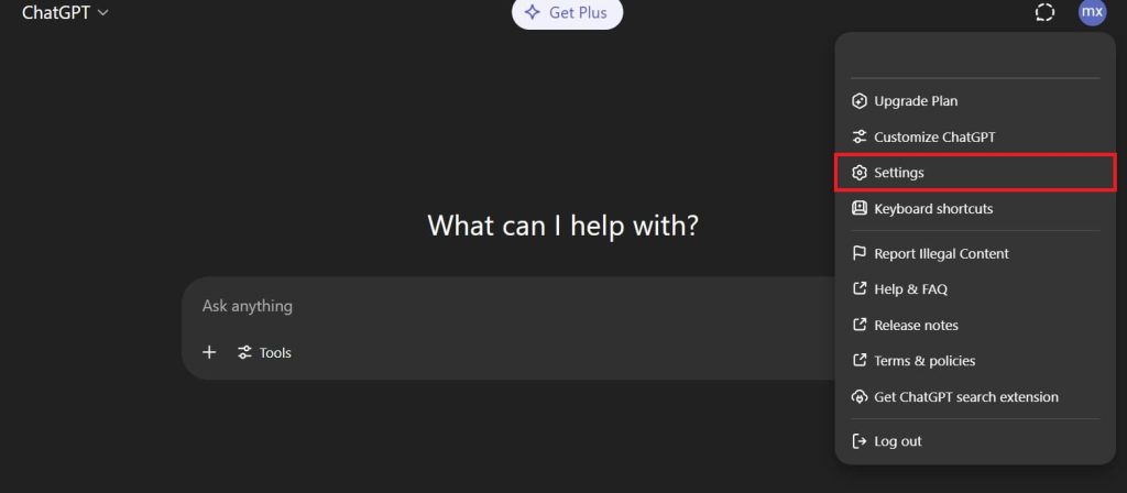 تنظیمات chatgpt