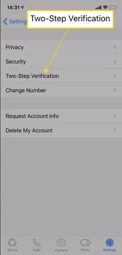 تنظیمات two step verification واتساپ