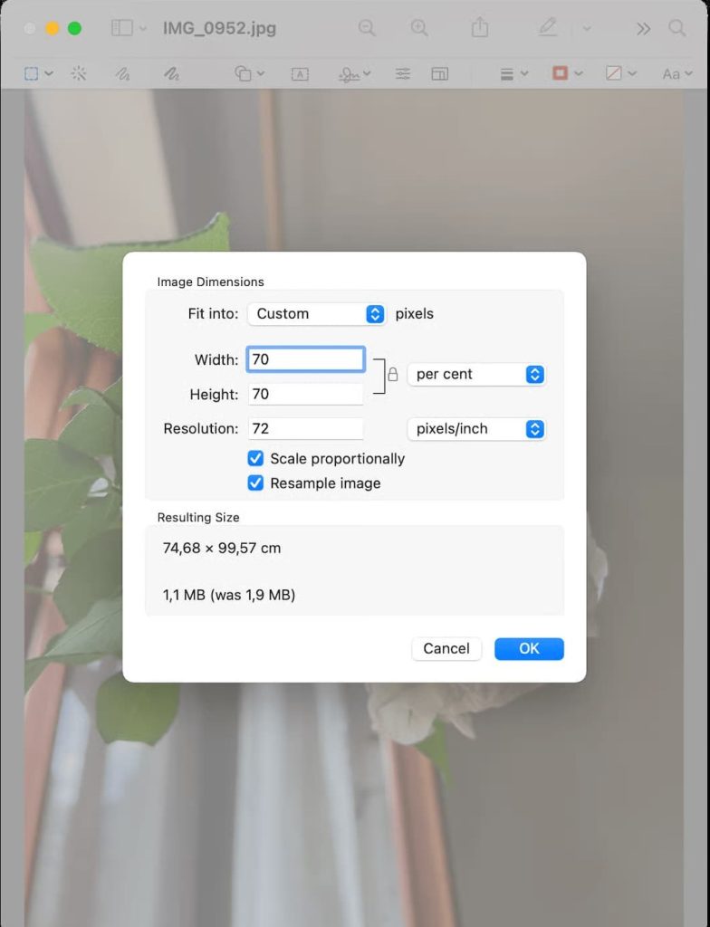 تغییر ابعاد تصاویر در مک با preview