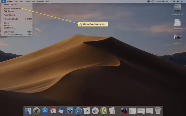 باز کردن System preferences در مک